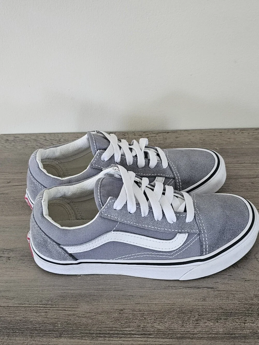 Vans Old Skool Shoe Pewter Grey Kids Size 3 Boy Girl